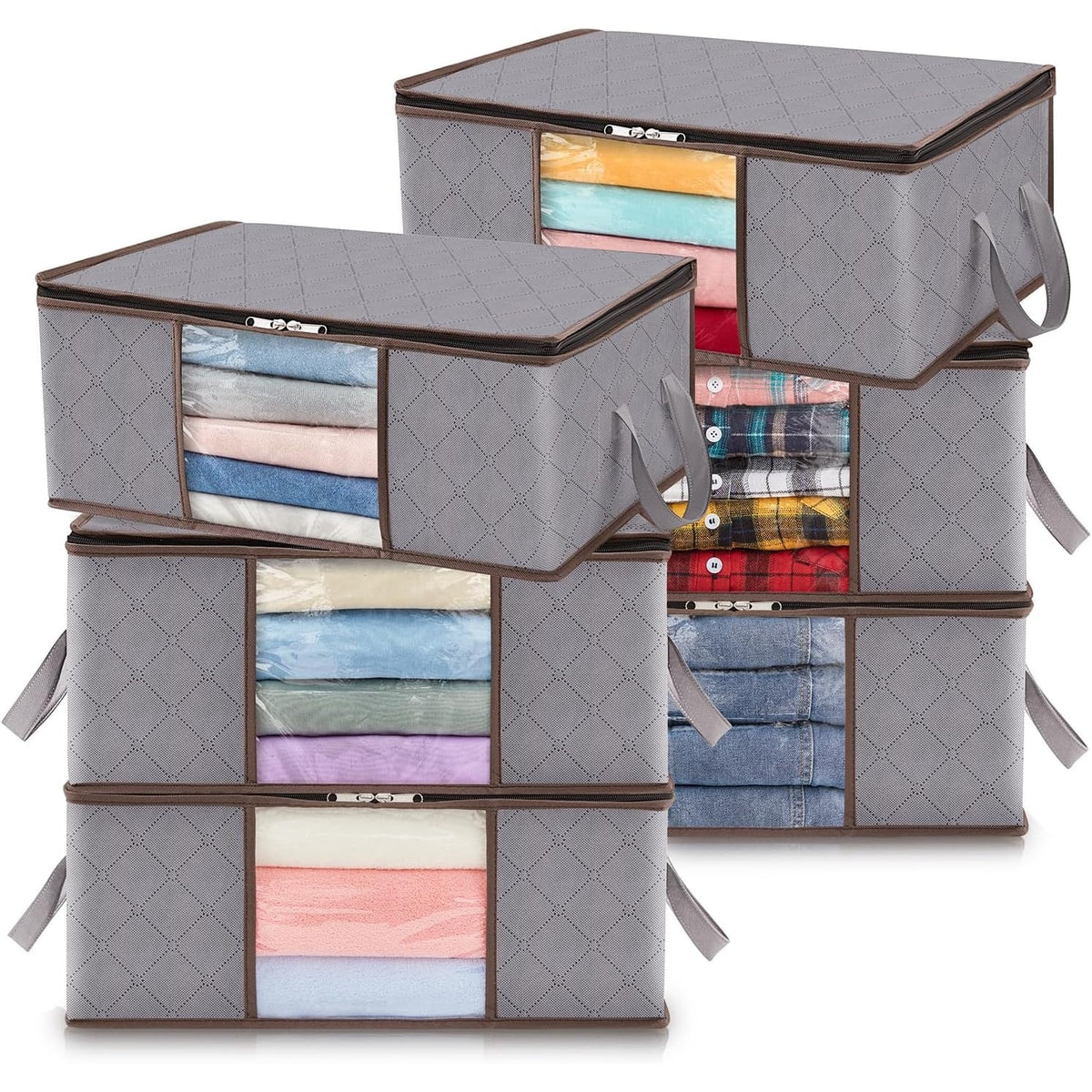Closet Storage Organizer with Clear Window Foldable Fabric Clothes Bags - Image 14