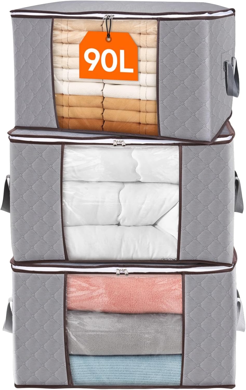 Closet Storage Organizer with Clear Window Foldable Fabric Clothes Bags - Image 2