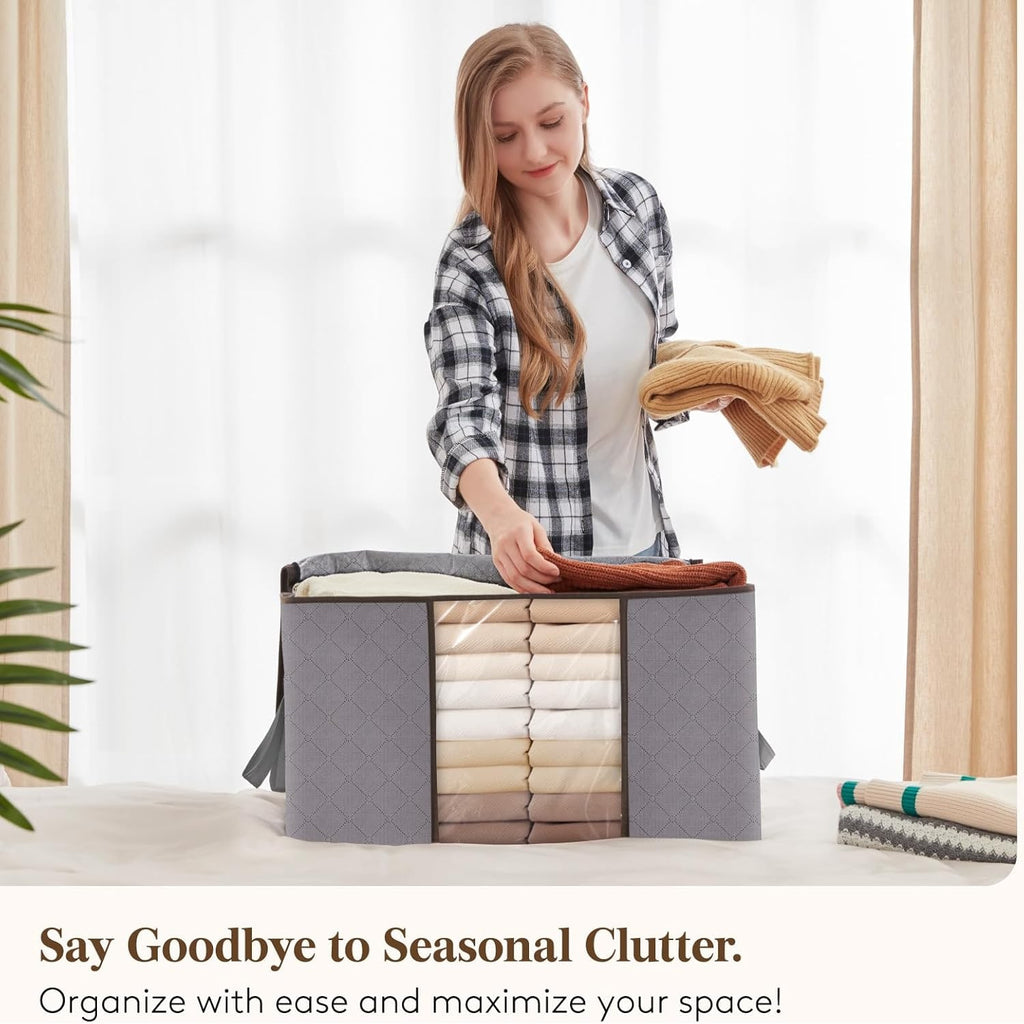 Closet Storage Organizer with Clear Window Foldable Fabric Clothes Bags - Image 3