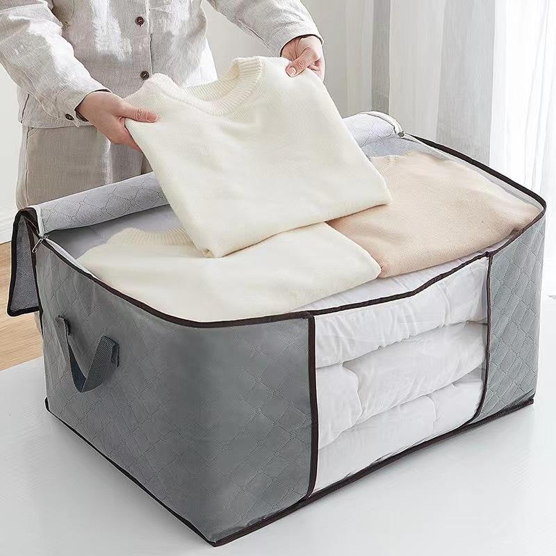 Clothes Storage Bins with Clear Window Foldable Fabric Organizer Bags with Handles - Image 2