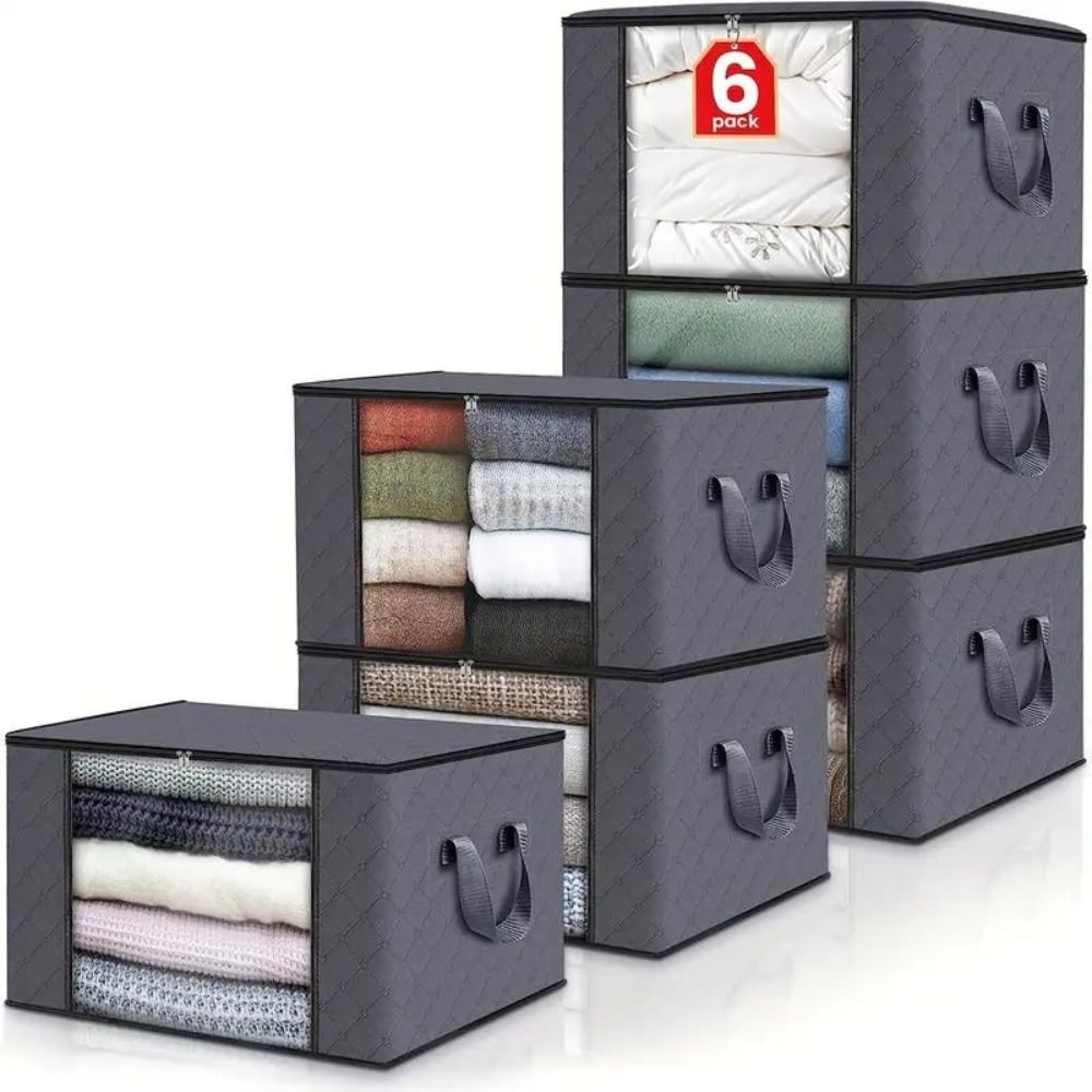 Clothes Storage Bins with Clear Window Foldable Fabric Organizer Bags with Handles - Image 4