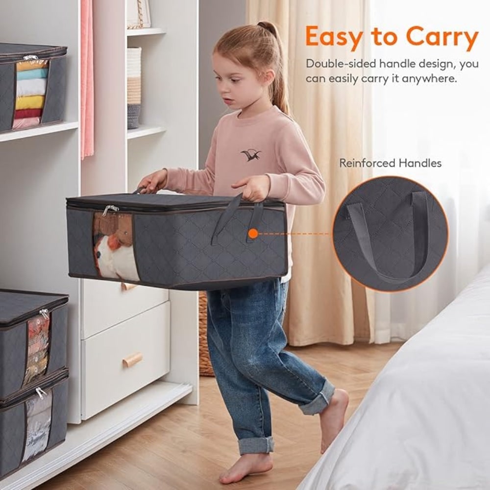 Clothes Storage Bins with Clear Window Foldable Fabric Organizer Bags with Handles - Image 6