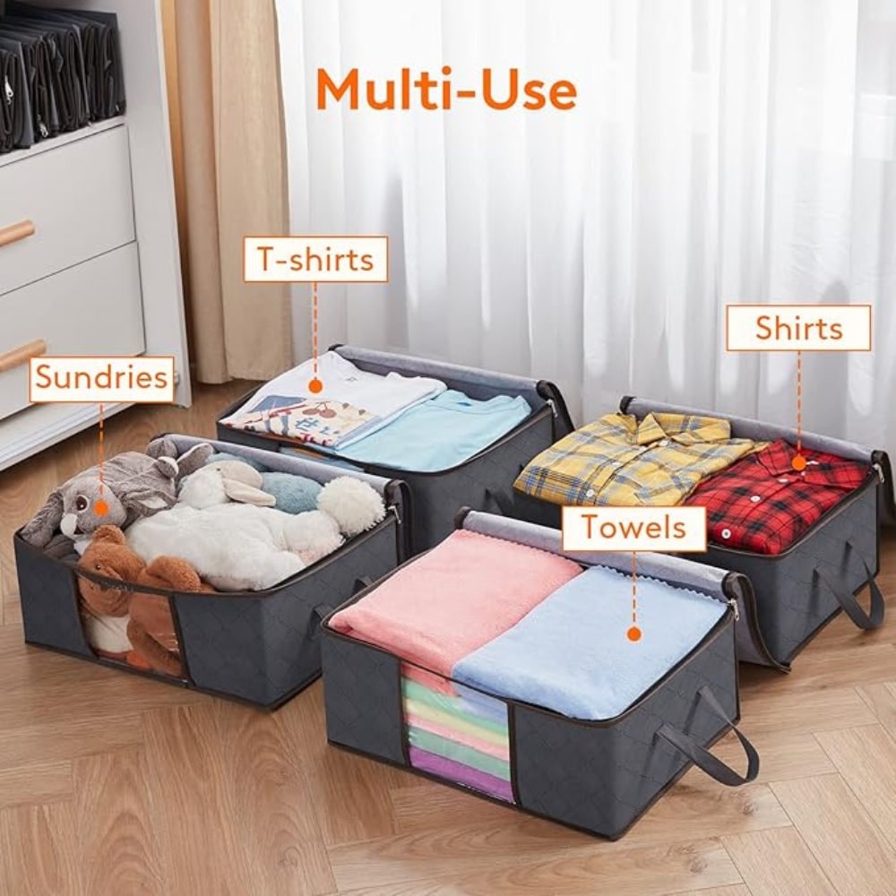 Clothes Storage Bins with Clear Window Foldable Fabric Organizer Bags with Handles - Image 7