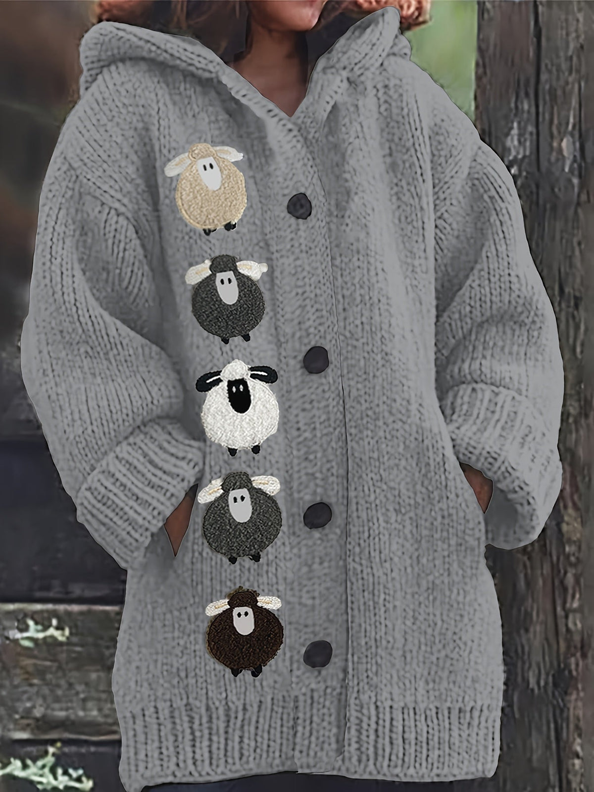 Women's Hooded Chunky Knit Cardigan