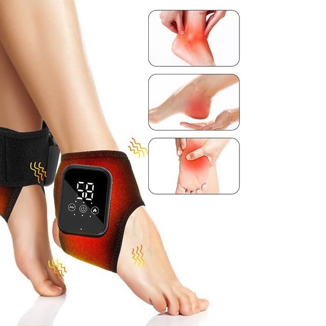 Cordless Heated Ankle Wrap with Vibration Massage and Rechargeable Digital Display - Image 1