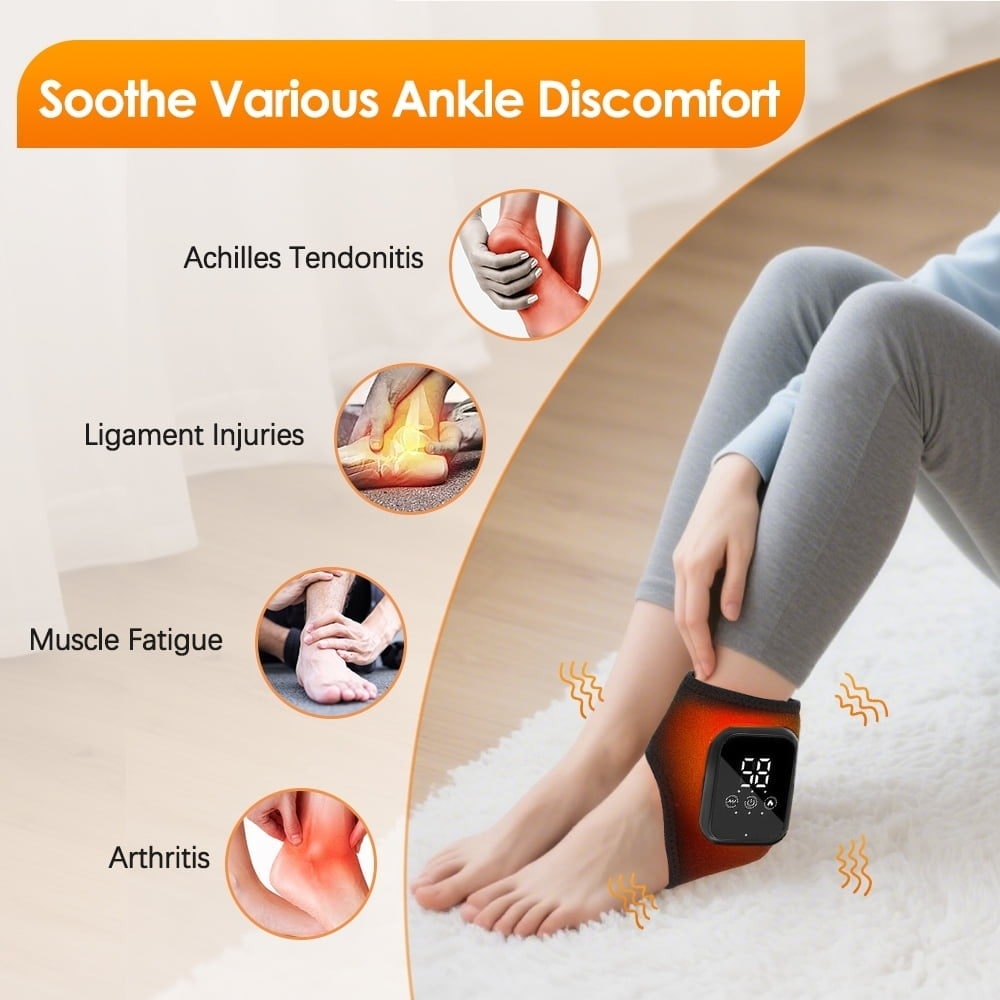 Cordless Heated Ankle Wrap with Vibration Massage and Rechargeable Digital Display - Image 3
