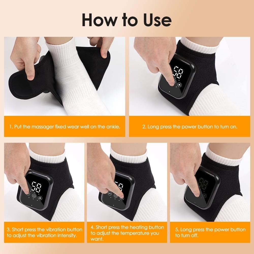 Cordless Heated Ankle Wrap with Vibration Massage and Rechargeable Digital Display - Image 7