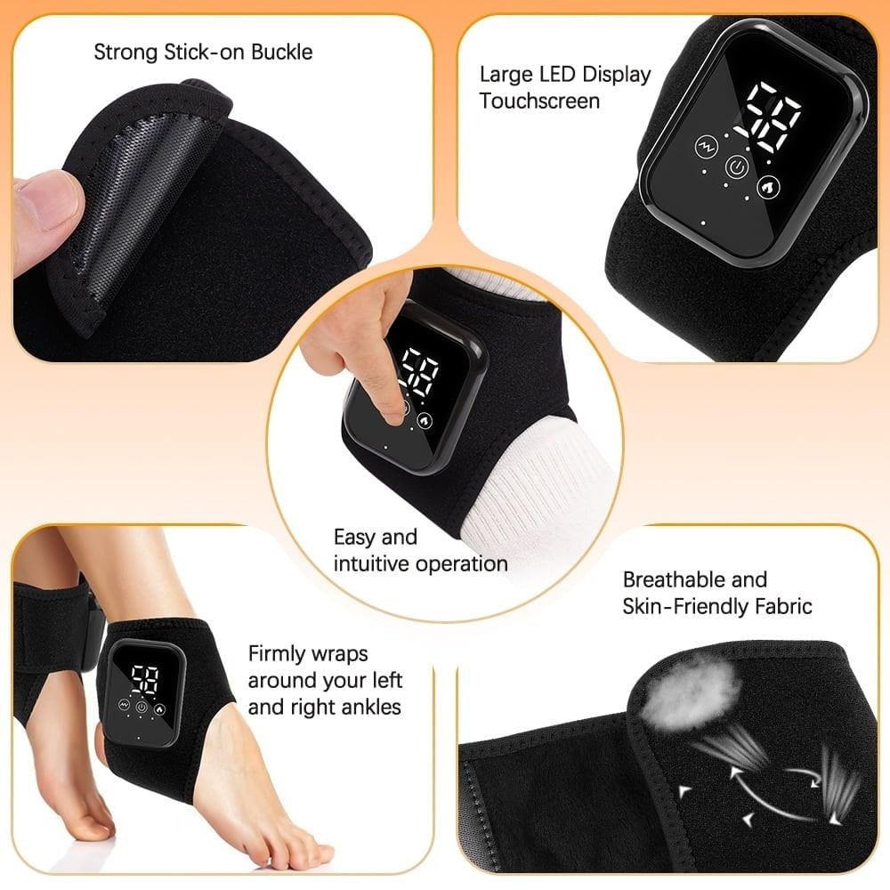Cordless Heated Ankle Wrap with Vibration Massage and Rechargeable Digital Display - Image 8