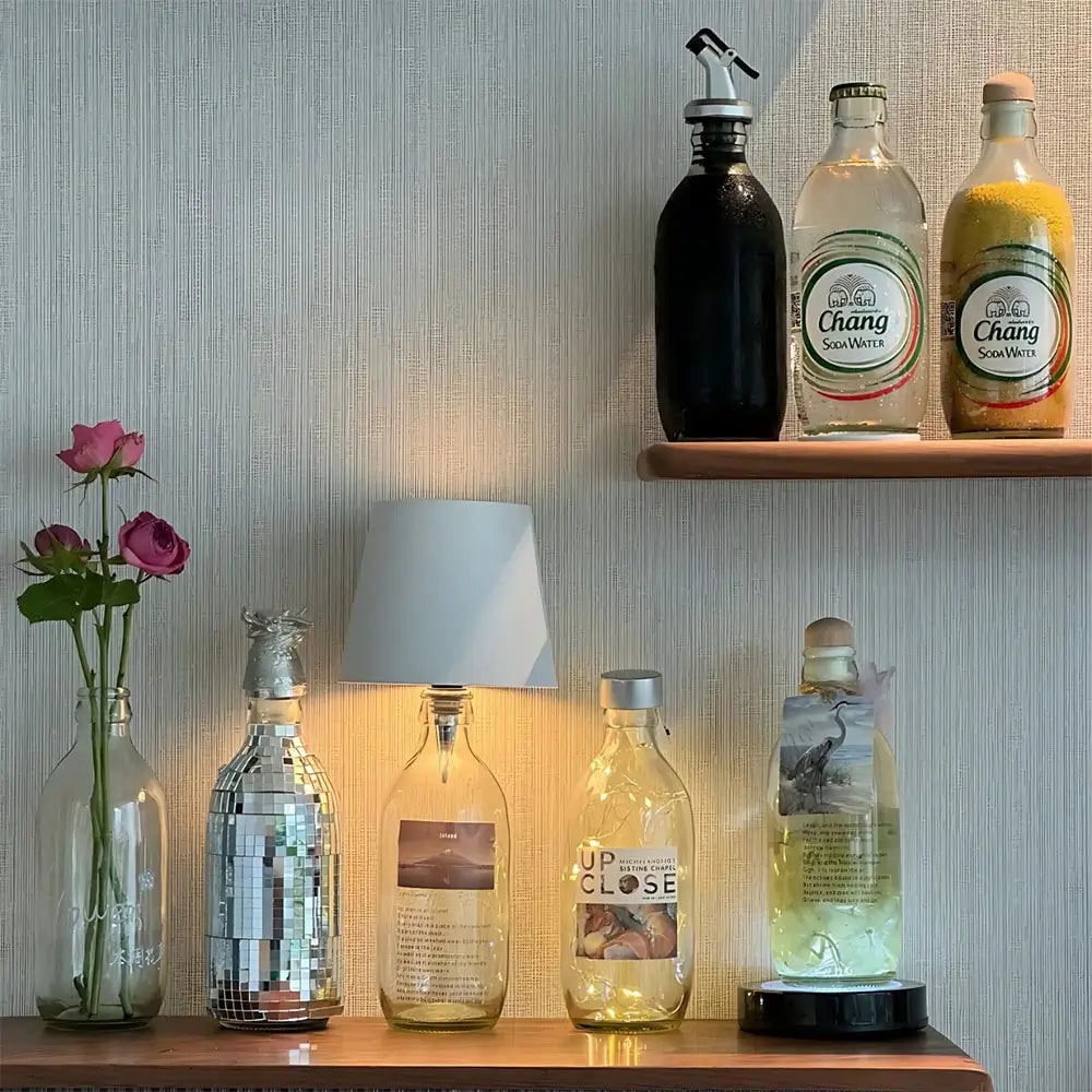 Cordless Rechargeable Table Lamp with Bottle Stopper Base and Dimmable LED Light - Image 7