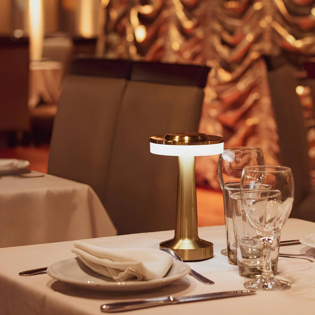 Cordless Table Lamp with Rechargeable Battery LED Light and Portable Metallic Design - Image 1