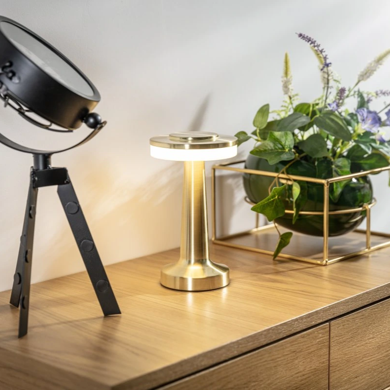 Cordless Table Lamp with Rechargeable Battery LED Light and Portable Metallic Design - Image 4
