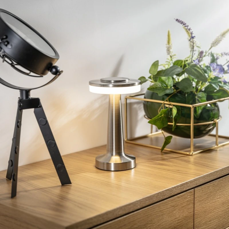 Cordless Table Lamp with Rechargeable Battery LED Light and Portable Metallic Design - Image 8