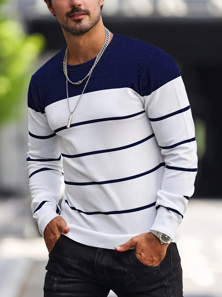 Men's Striped Crew Neck Jumper