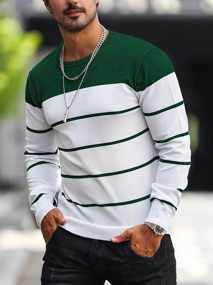 Men's Striped Crew Neck Jumper