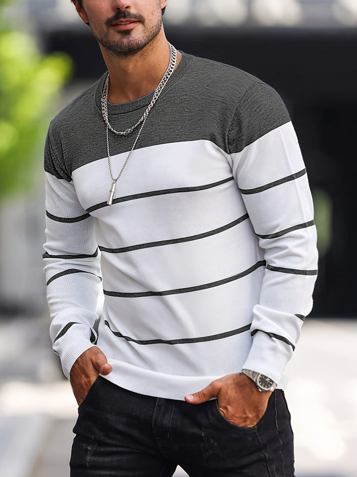 Men's Striped Crew Neck Jumper