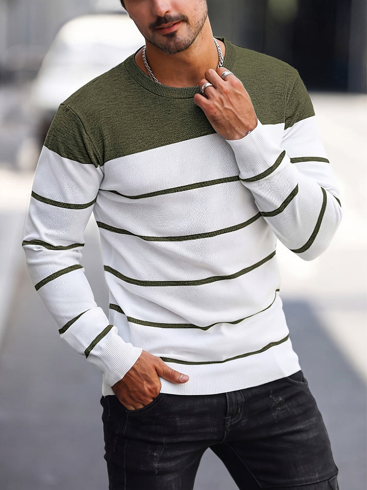 Men's Striped Crew Neck Jumper