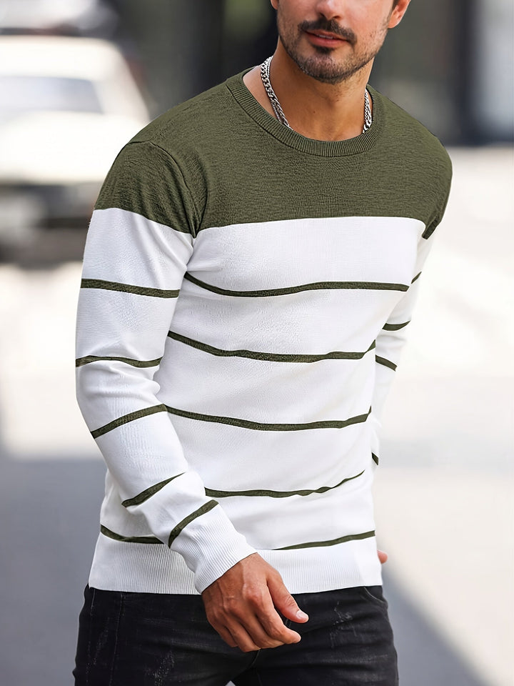 Men's Striped Crew Neck Jumper