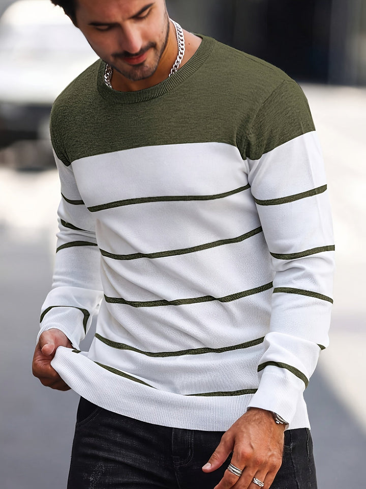 Men's Striped Crew Neck Jumper