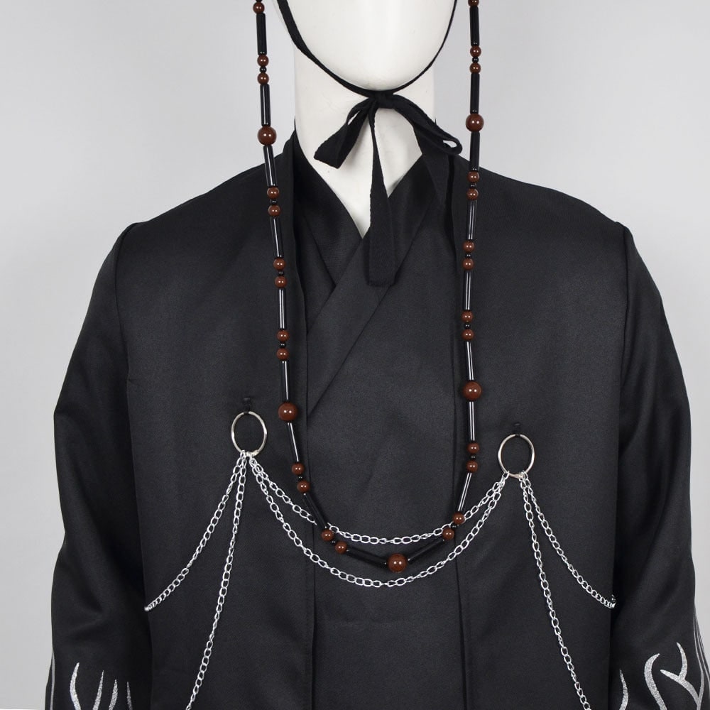 Cosplay Costume Korean Hanbok with Mesh Hat Silver Flame Coat and Accessories Fantasy Set - Image 2