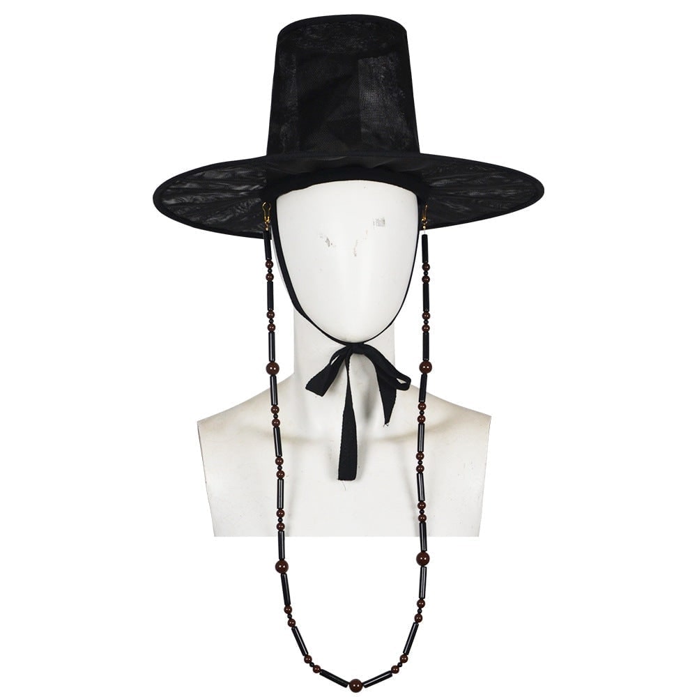 Cosplay Costume Korean Hanbok with Mesh Hat Silver Flame Coat and Accessories Fantasy Set - Image 4