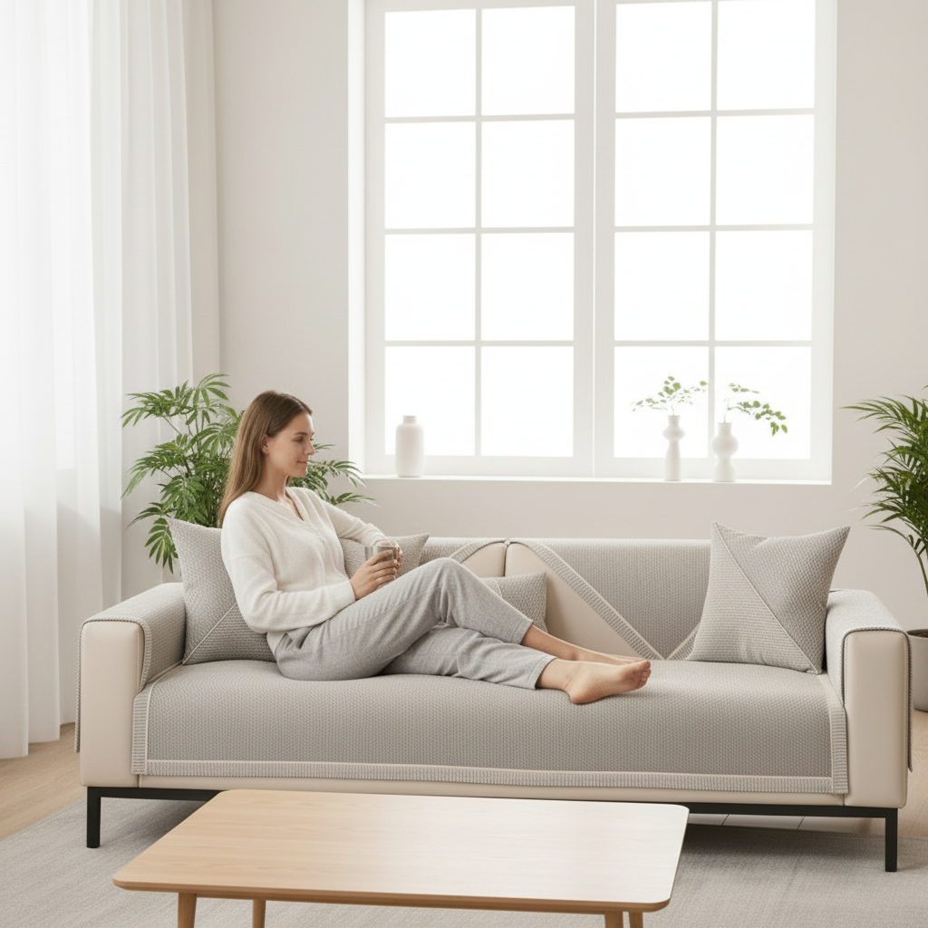 Couch Cover Sofa Furniture Protector with Quilted Non-Slip Modular Design - Image 2