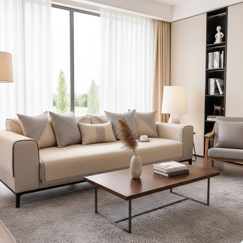 Couch Cover Sofa Furniture Protector with Quilted Non-Slip Modular Design - Image 3