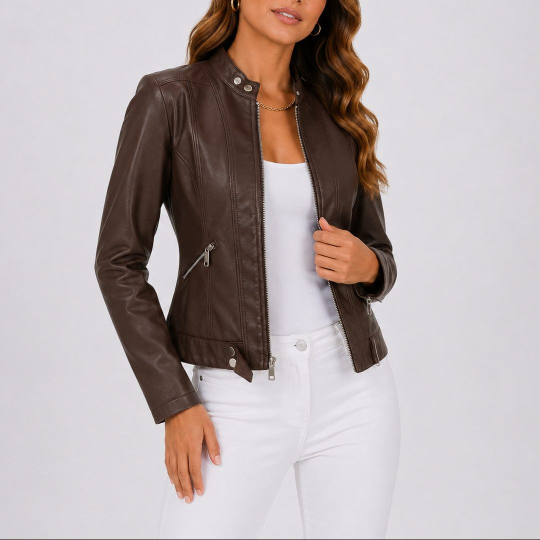 Women's Cropped Leather Jacket