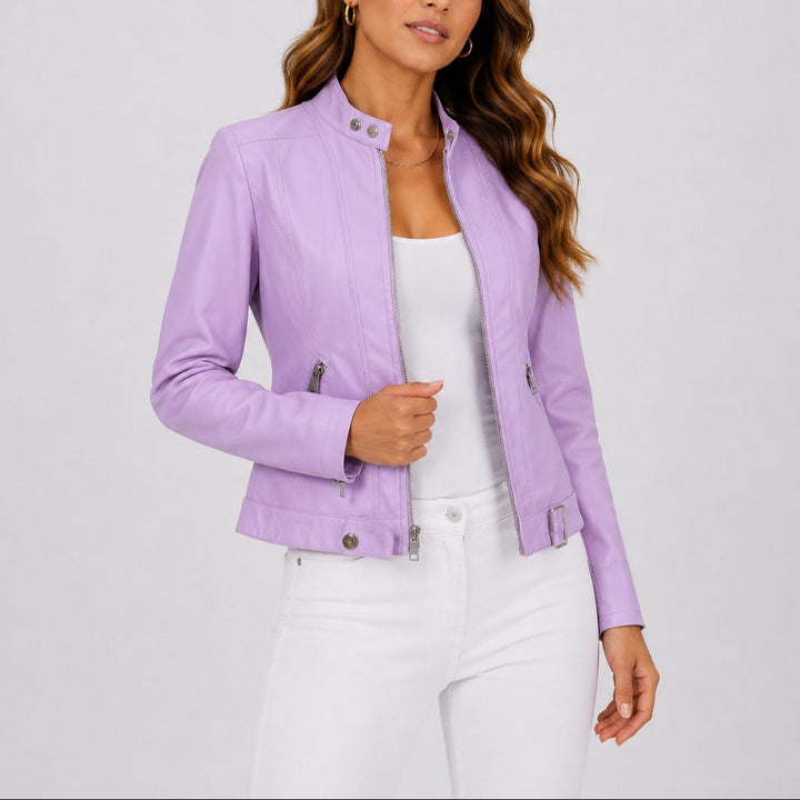 Women's Cropped Leather Jacket