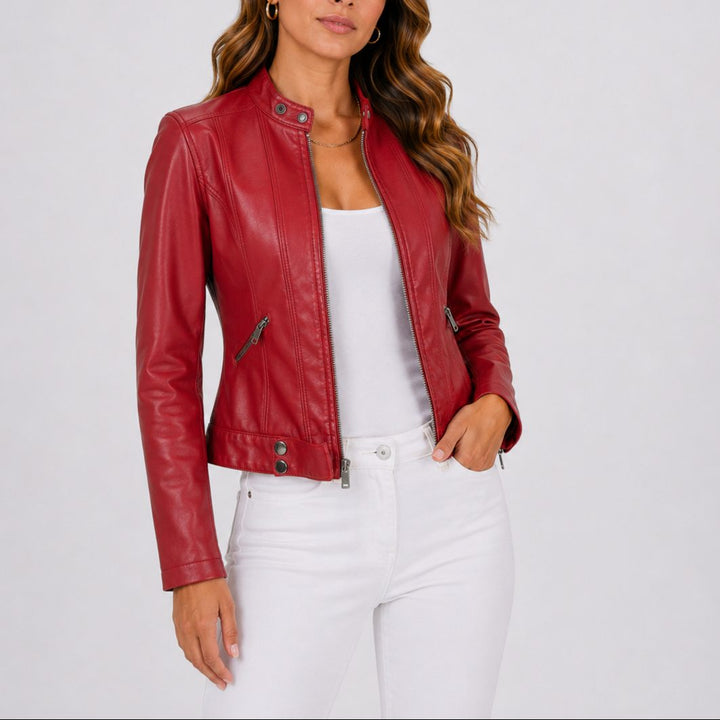 Women's Cropped Leather Jacket