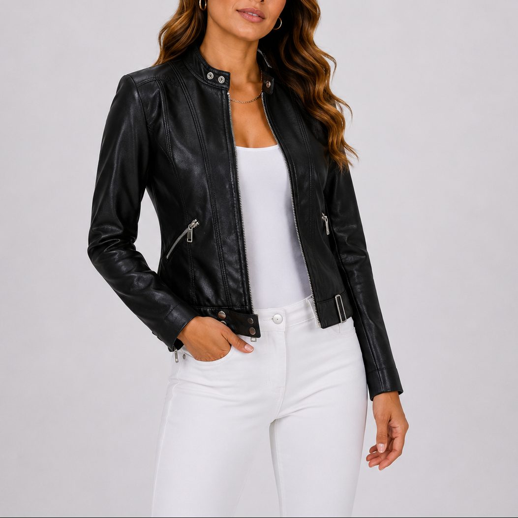 Women's Cropped Leather Jacket