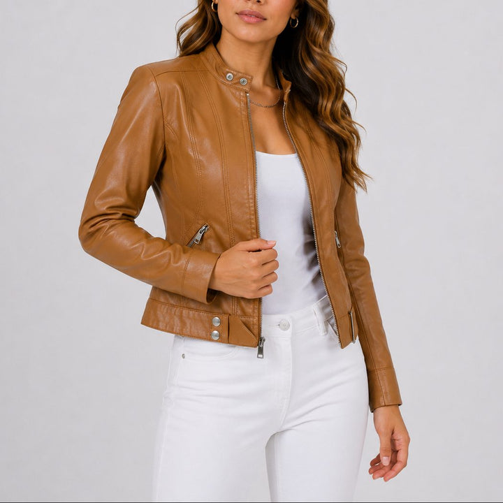 Women's Cropped Leather Jacket