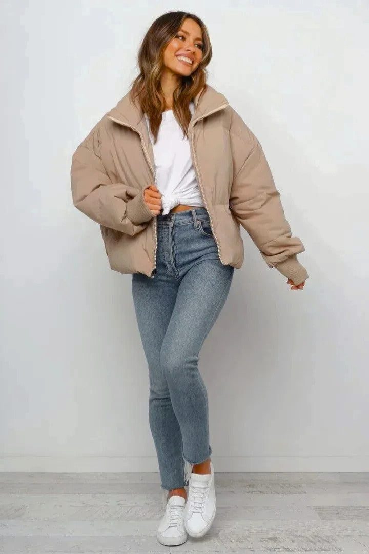 Women's Cropped Quilted Puffer Jacket