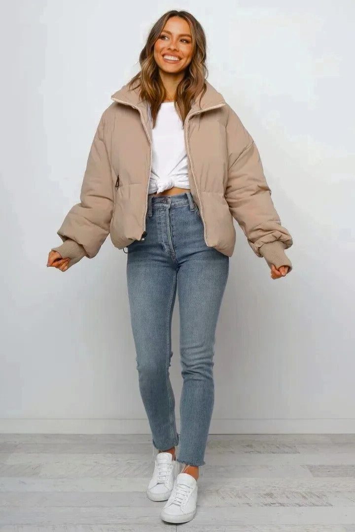 Women's Cropped Quilted Puffer Jacket