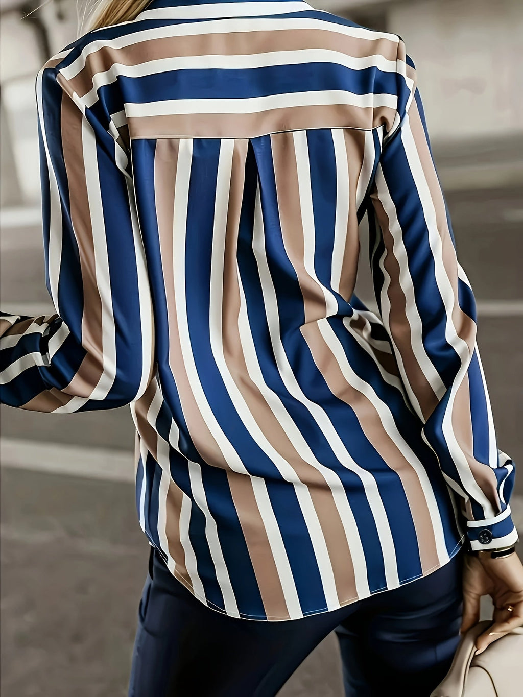 Women's Striped Button-Up Shirt