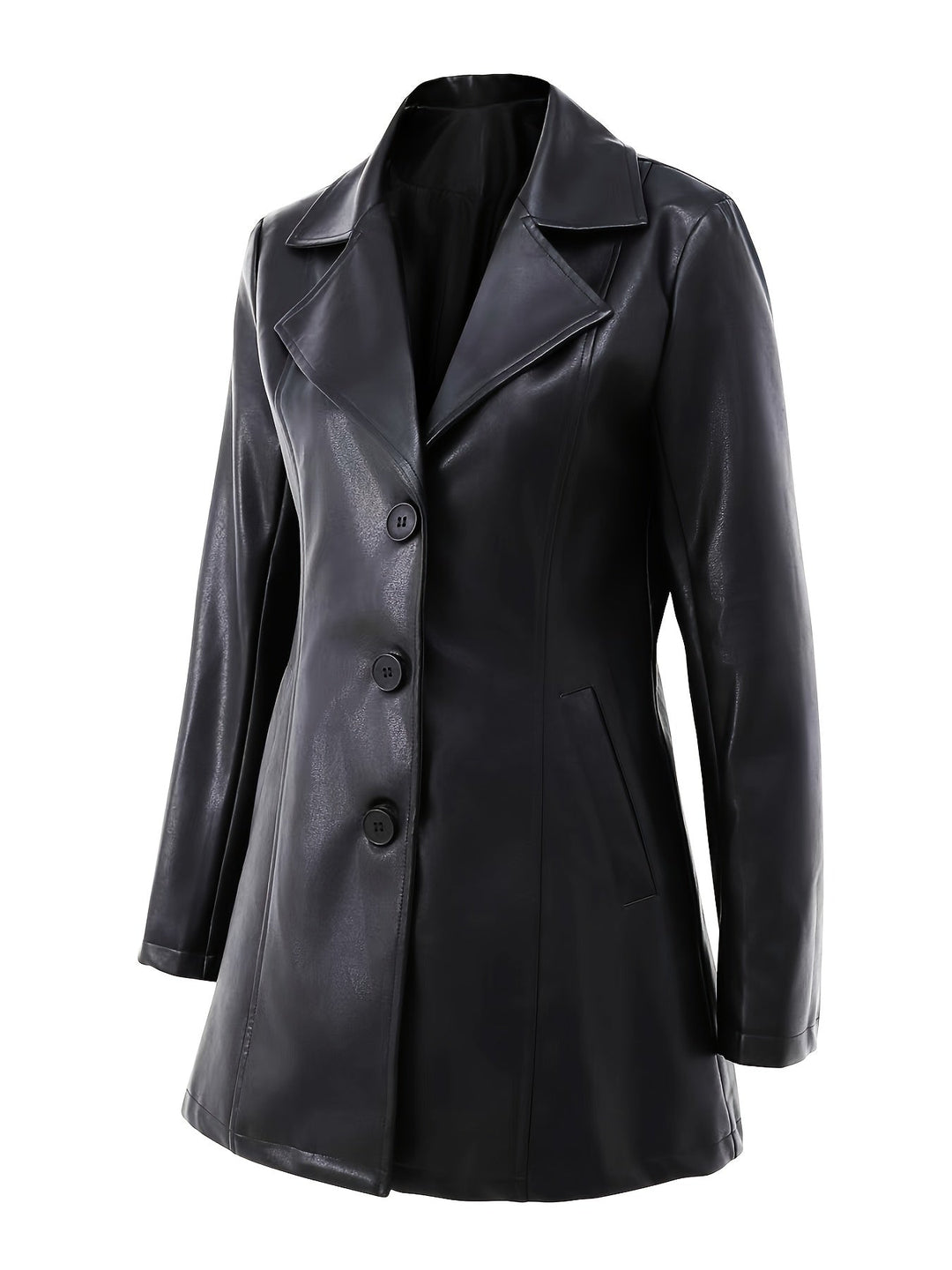 Women's A-Line Mid Length Coat with Notched Collar