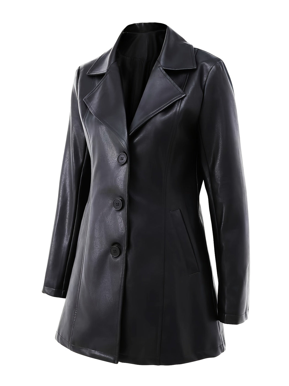 Women's A-Line Mid Length Coat with Notched Collar