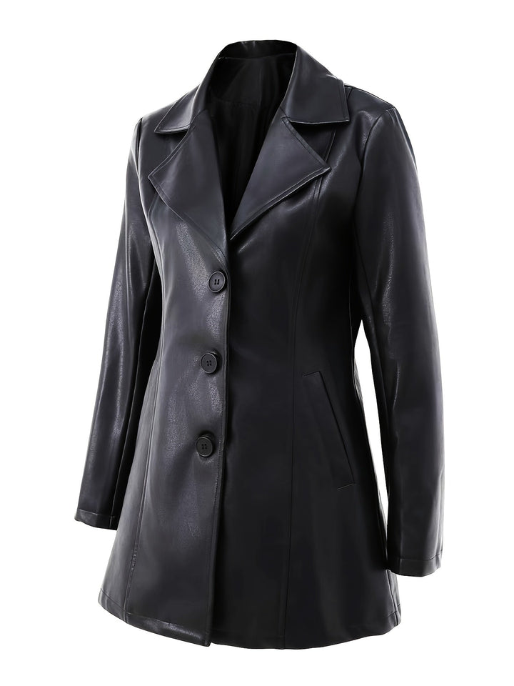 Women's A-Line Mid Length Coat with Notched Collar