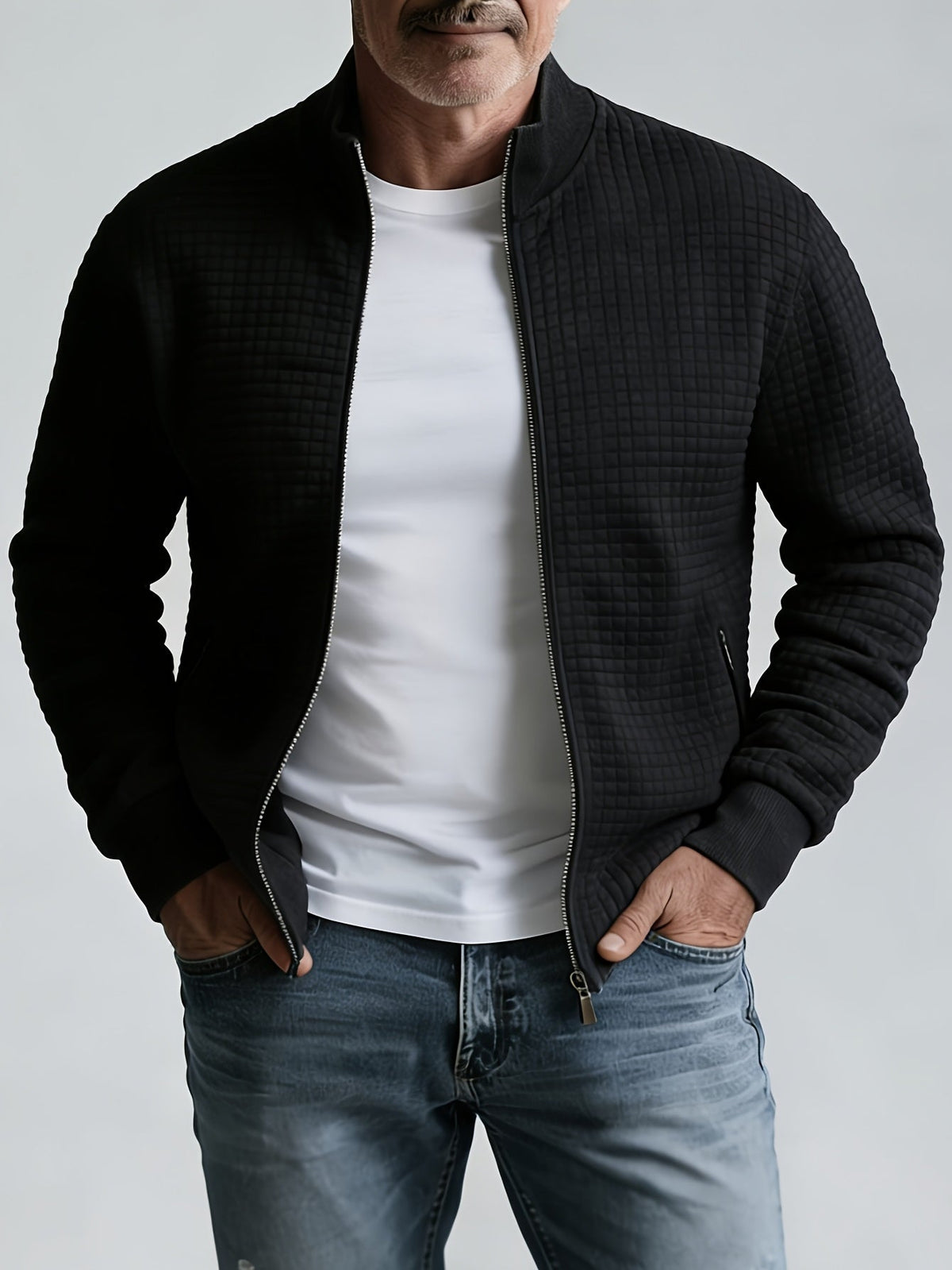 Men's Zip Up Cardigan with Stand Up Collar