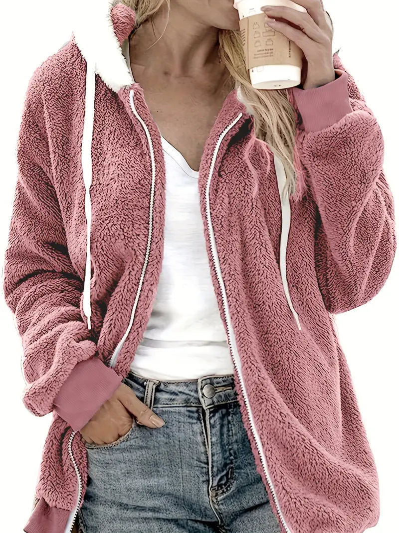 Women's Teddy Jacket Oversized Hooded Full Zip