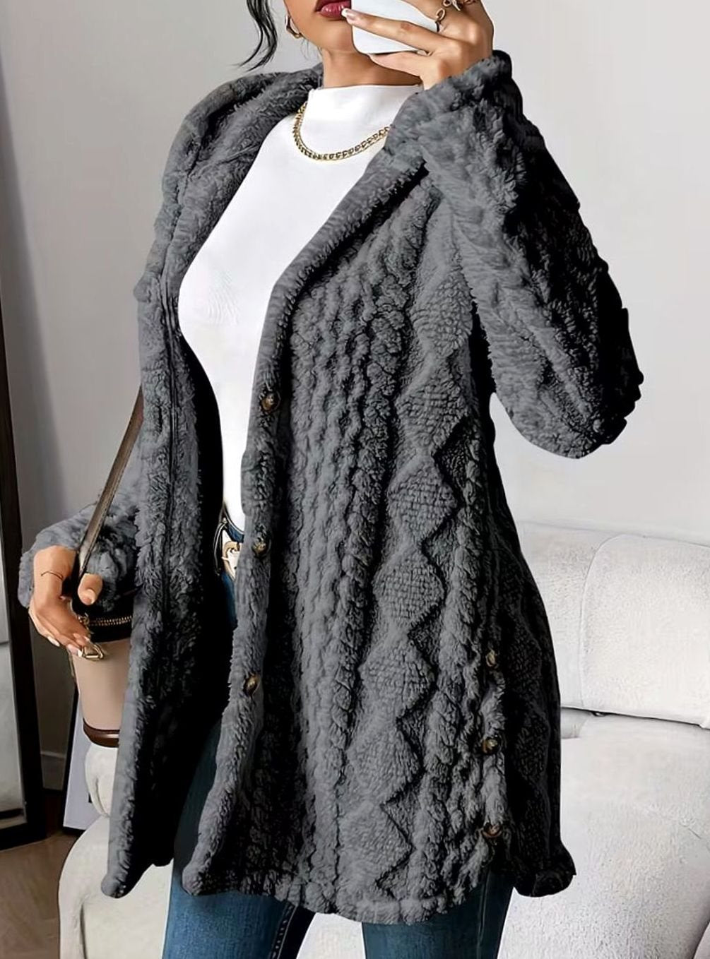 Women's Hooded Textured Transitional Jacket