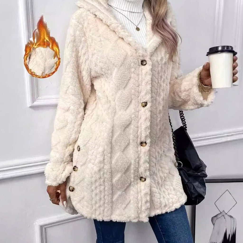 Giacca da donna con cappuccio e tessuto testurizzato da mezza stagione