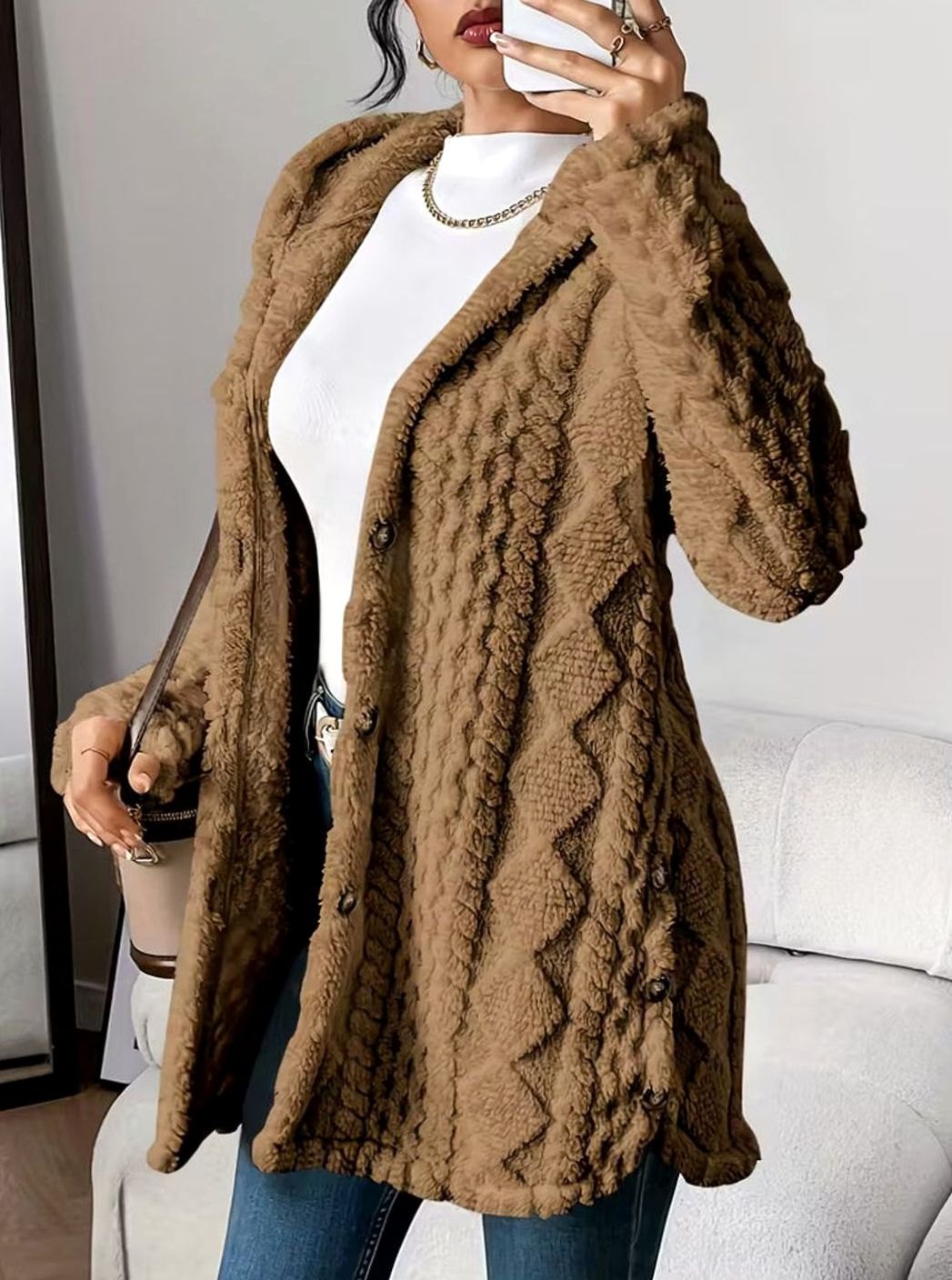 Women's Hooded Textured Transitional Jacket