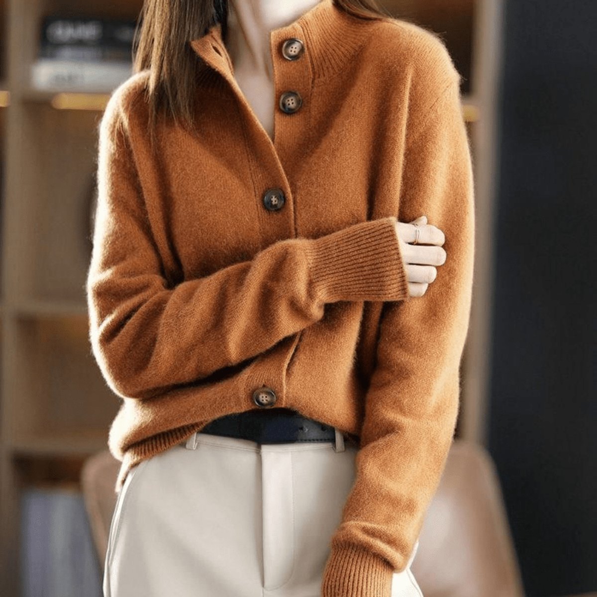 Women's Cashmere Blend Knitted Cardigan