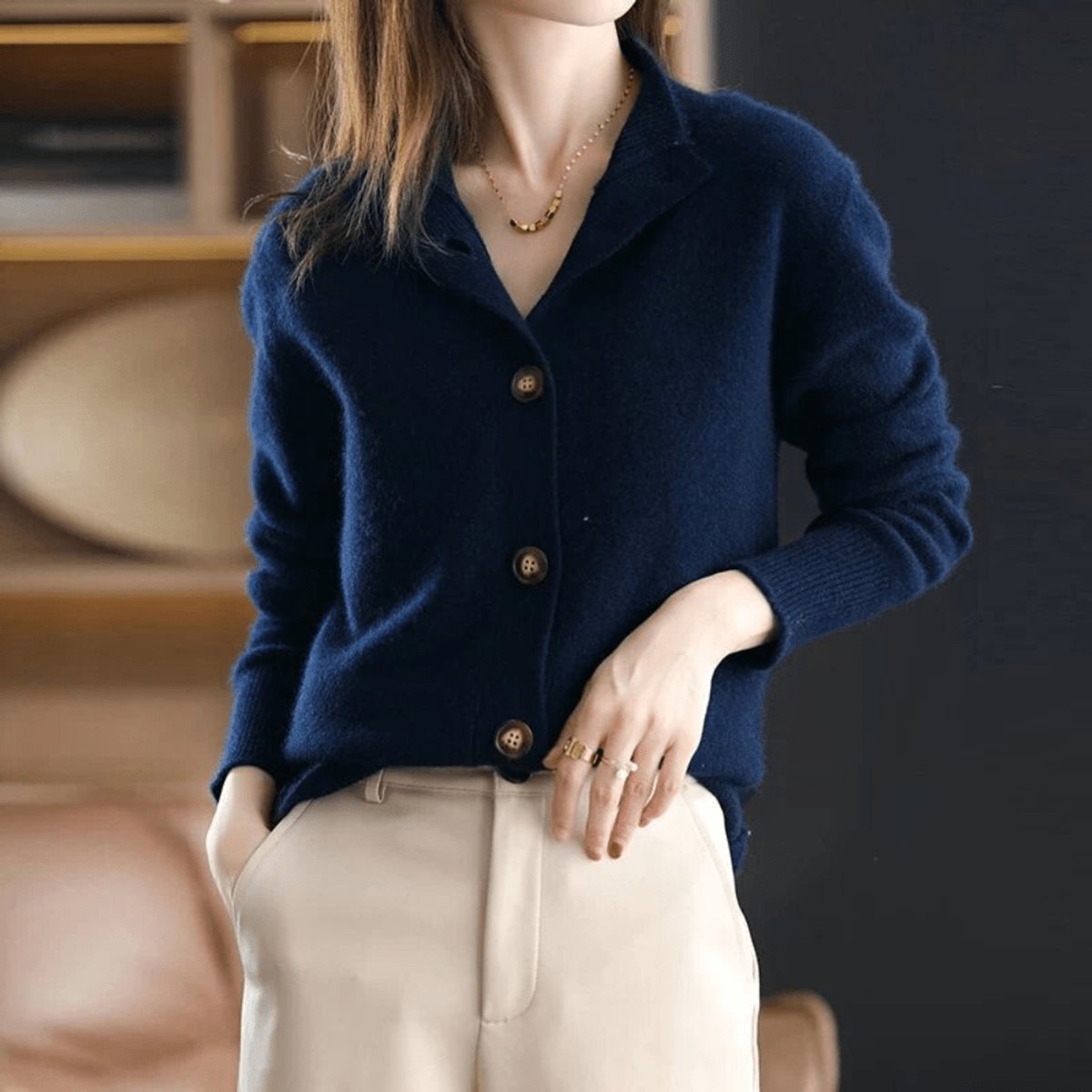 Women's Cashmere Blend Knitted Cardigan