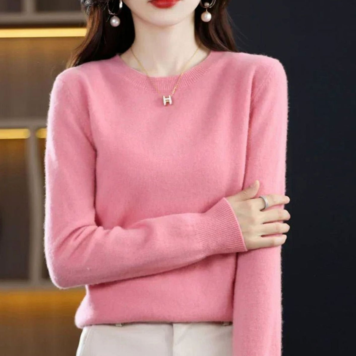Women's Round Neck Knitted Jumper