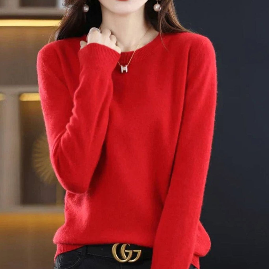 Maglione da donna lavorato a maglia con scollo rotondo