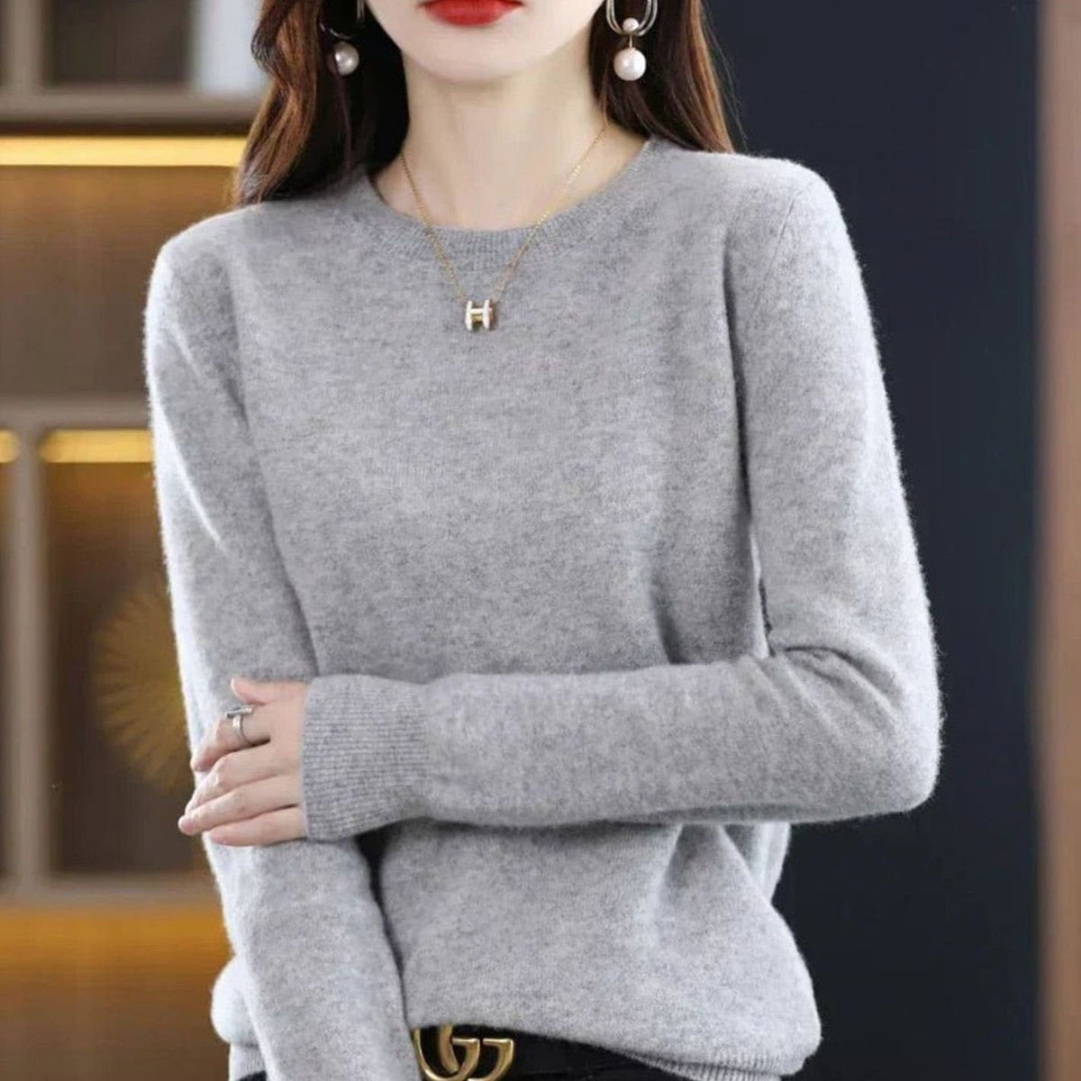 Women's Round Neck Knitted Jumper