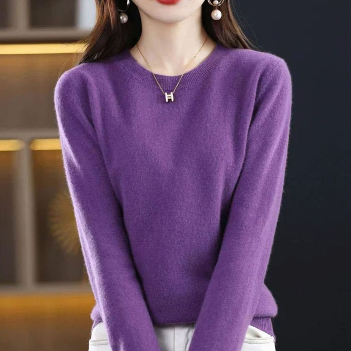 Women's Round Neck Knitted Jumper