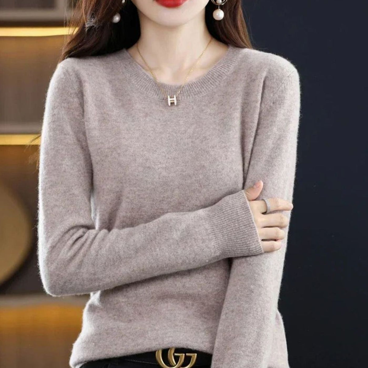 Women's Round Neck Knitted Jumper