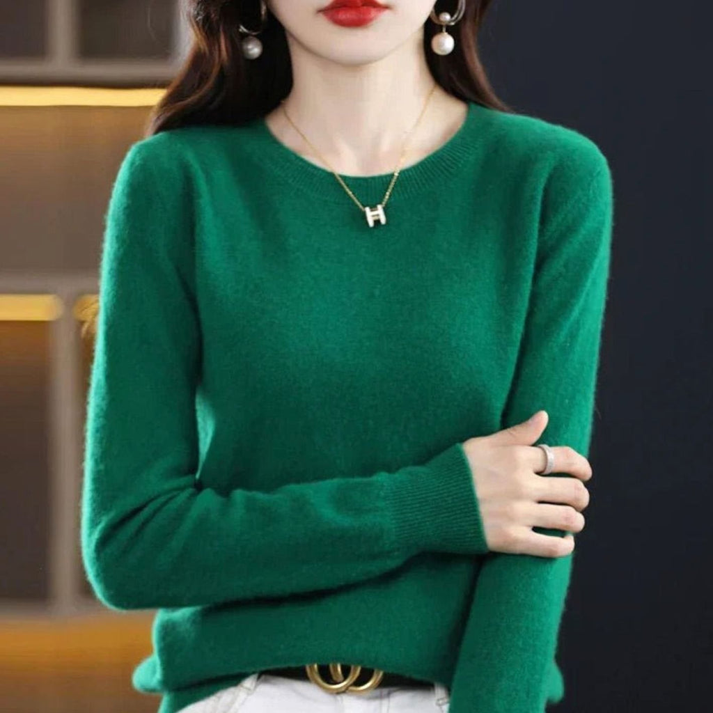 Maglione da donna lavorato a maglia con scollo rotondo